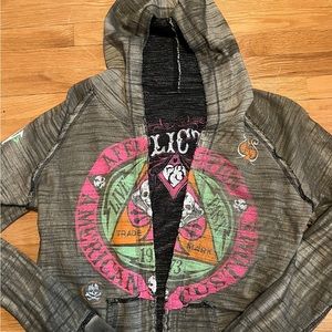 Rare affliction flipabble hoodie